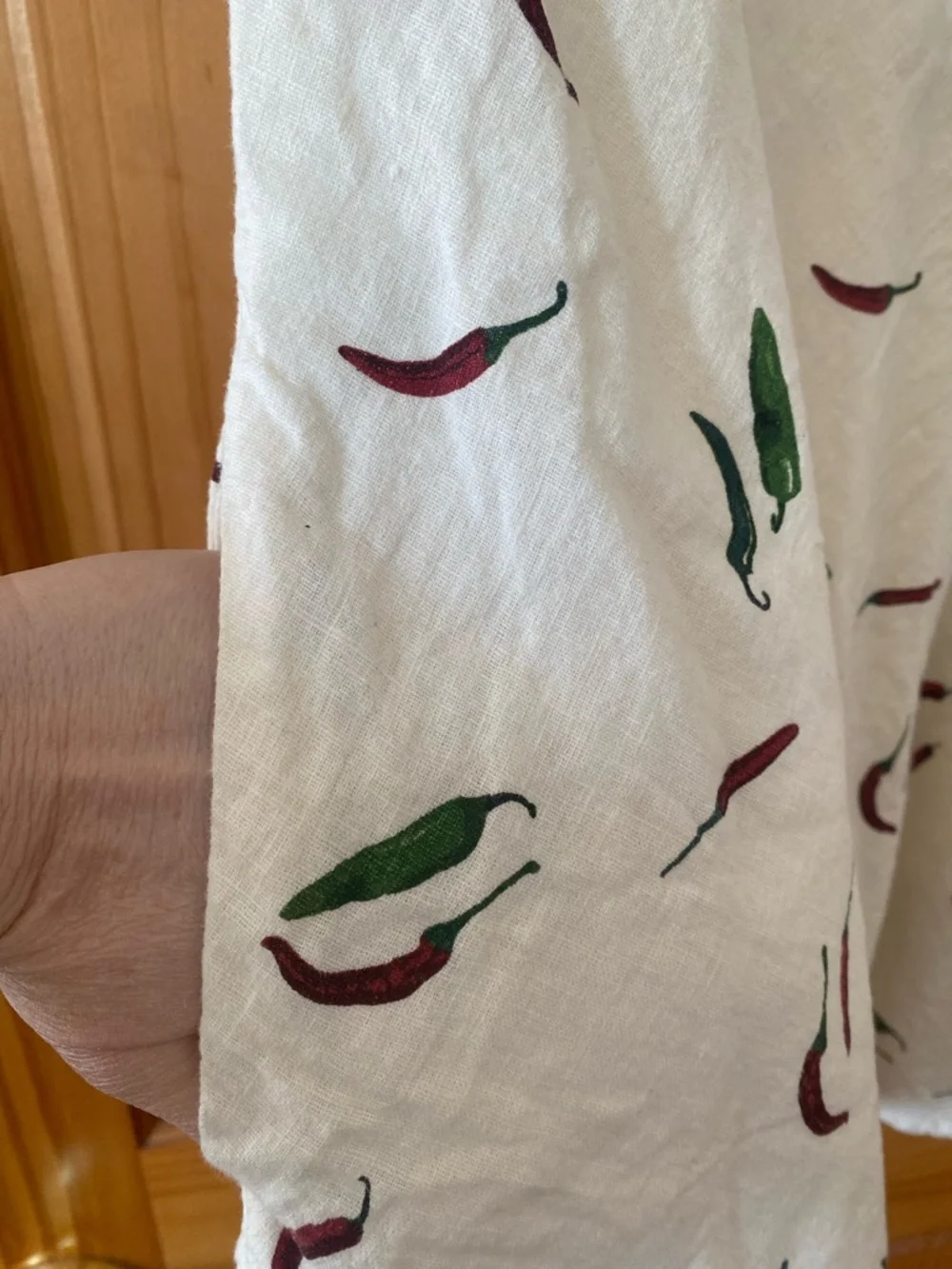Abercrombie & Fitch Linen Cotton Chili Pepper Dress Pockets Smocked Back L - Picture 5 of 14